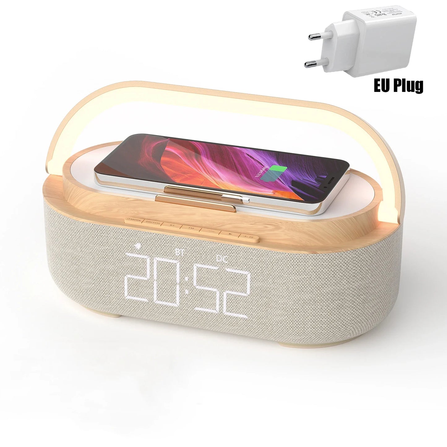 COSLUR S29 Bluetooth Speaker 1800Mah Battery Supports 15W Wireless Charging Digital Clock Display Night Light Alarm Clock